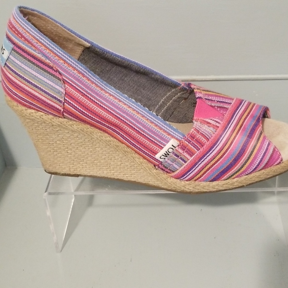 Tom's peep toe wedges espadreilles 8.5 women
